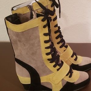 Wedge sneaker boots